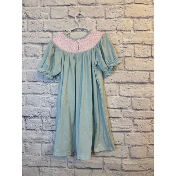 NWT Abby & Evie Girls Smocked Bishop Dress Bows Pearl Accents Size 7 - Picture 6 of 6